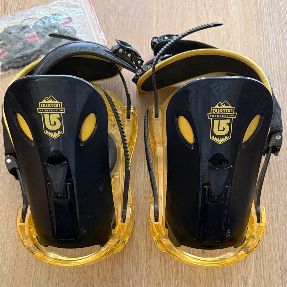 Burton Black and Yellow Snowboard Bindings